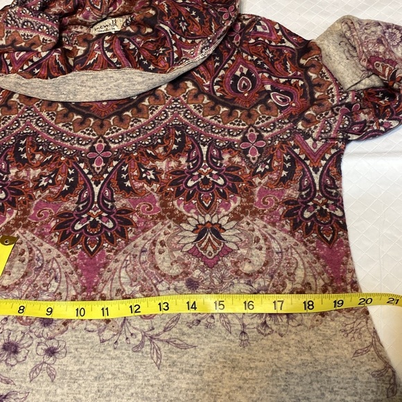 One World 90’s style cowl neck sweater boho poly spandex women’s large - Picture 6 of 10